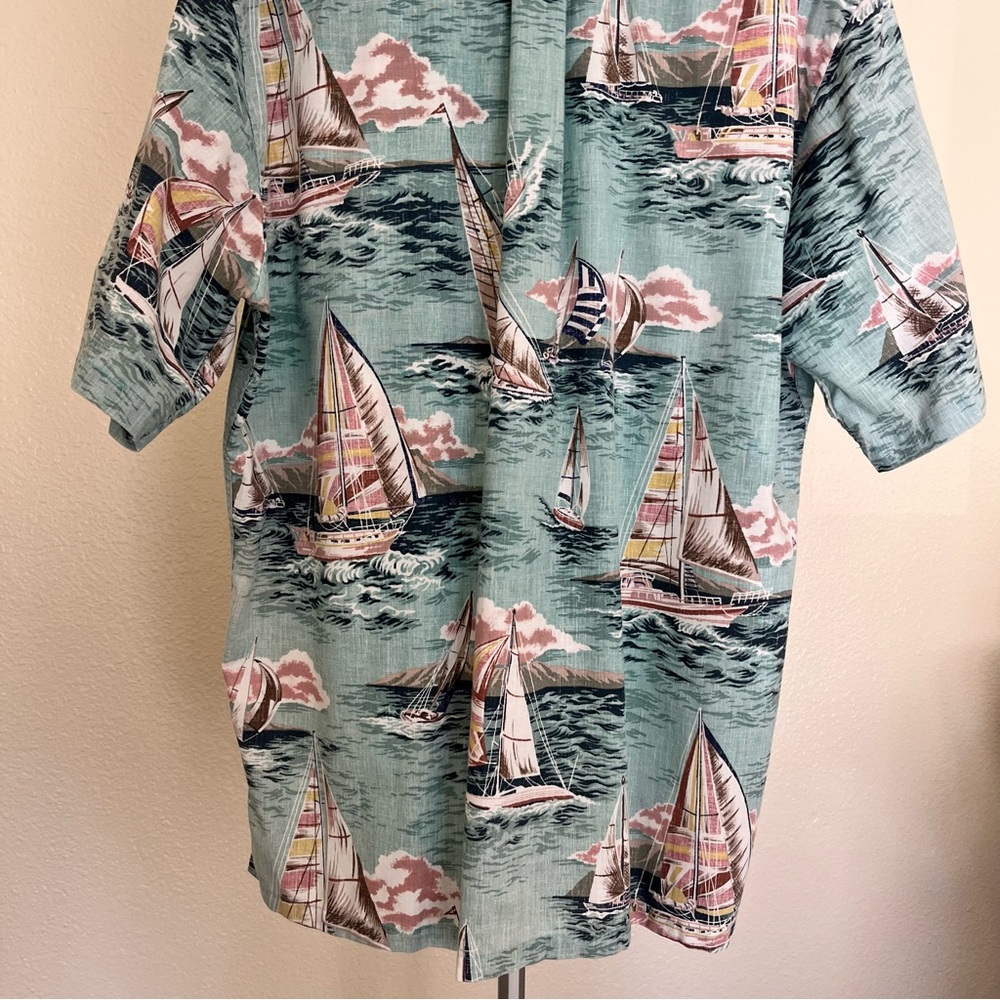Reyn Spooner Reverse Print Sailboats Classic Fit Hawaiian Shirt Size XL - Picture 7 of 10